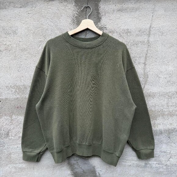 90's US Military Faded Olive Green Crewneck Sweatshirt - Picture 1 of 4